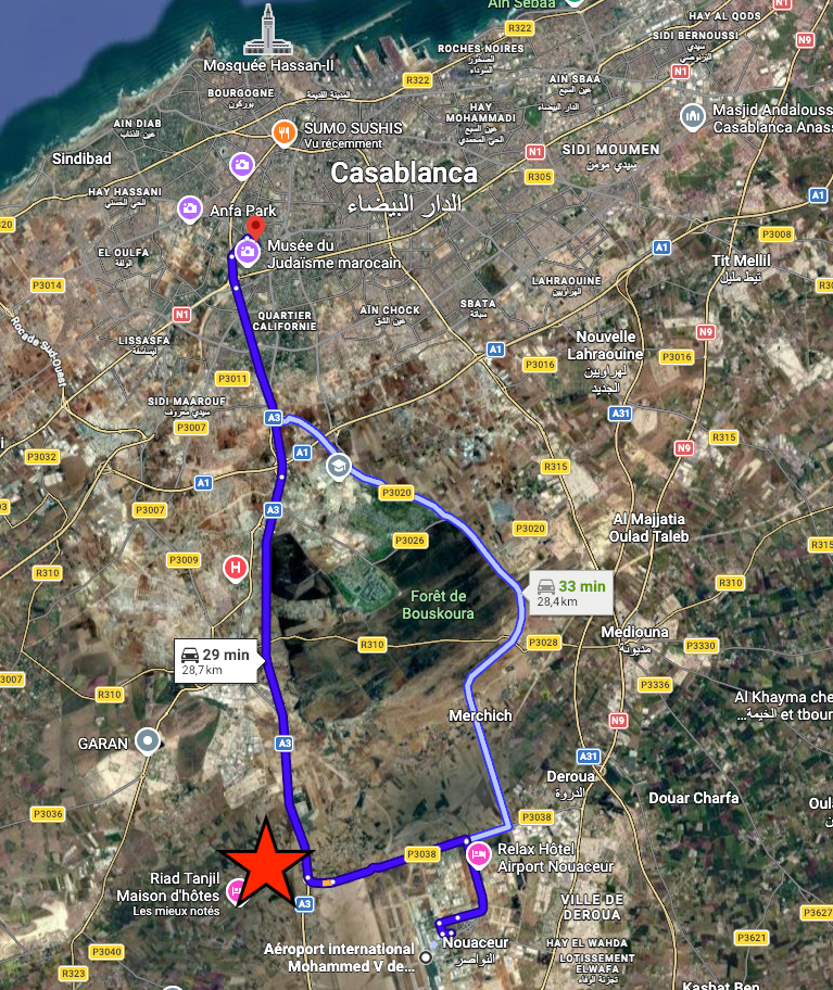 Trajets depuis l'aéroport Mohammed V